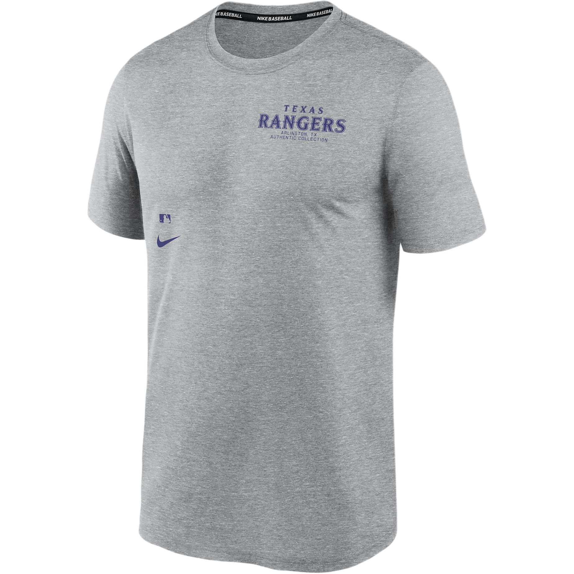 Nike X MLB joint logo logo letter printed pattern round neck short-sleeved T-shirt Texas Rangers Men's Gray