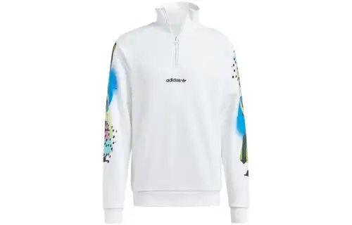 Adidas Originals Sweatshirts Men's White Stand Collar Moderate Regular