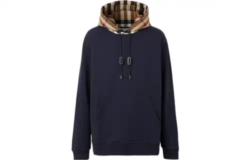 Burberry Check Hood Cotton Hoodie