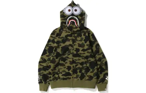 Bape Military Rock Star 1st Camo Shark Sherpa Pullover Hoodie
