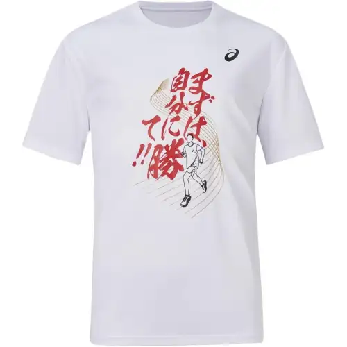 ASICS T Shirts Unisex White Crew Neck Moderate Straight Fit