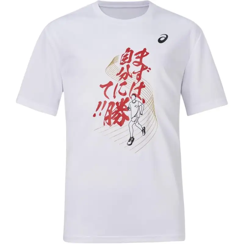 ASICS T Shirts Unisex White Crew Neck Moderate Straight Fit