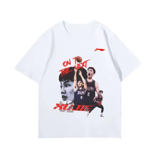 Li Ning T Shirts Unisex White Crew Neck Moderate