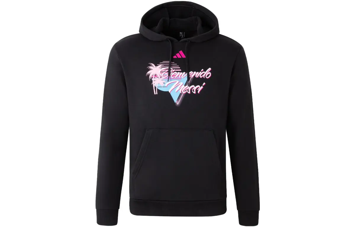 Adidas Messi Sweatshirts Men's Black Hooded Moderate Regular