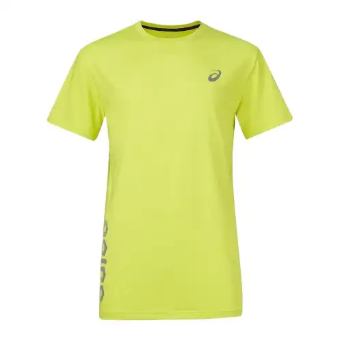 ASICS T Shirts Unisex Yellow Crew Neck Moderate Straight Fit