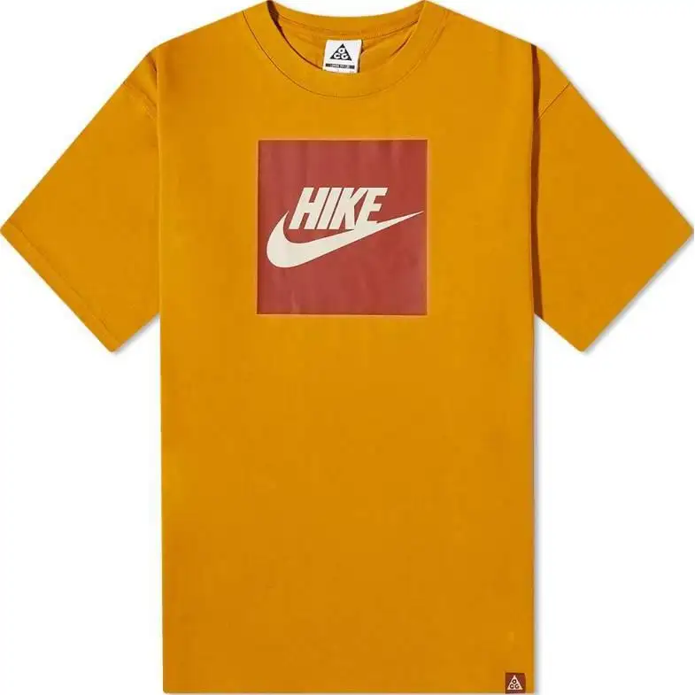 Nike T Shirts Men's Gold Crew Neck Moderate Straight Fit