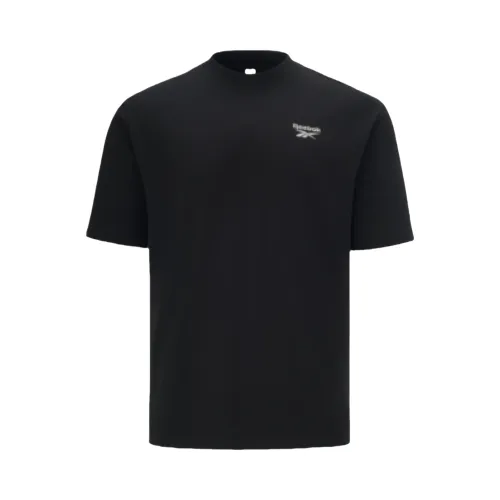Reebok T Shirts Unisex Black Crew Neck Moderate Straight Fit