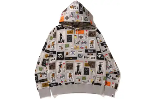Bape Multi Label Relaxed Fit Pullover Hoodie