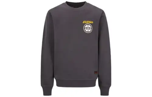 EVISU Sweatshirts Men's Dark Gray Crew Neck Moderate Heavyweight