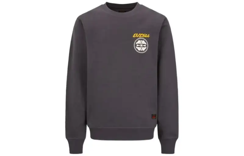 EVISU Sweatshirts Men's Dark Gray Crew Neck Moderate Heavyweight