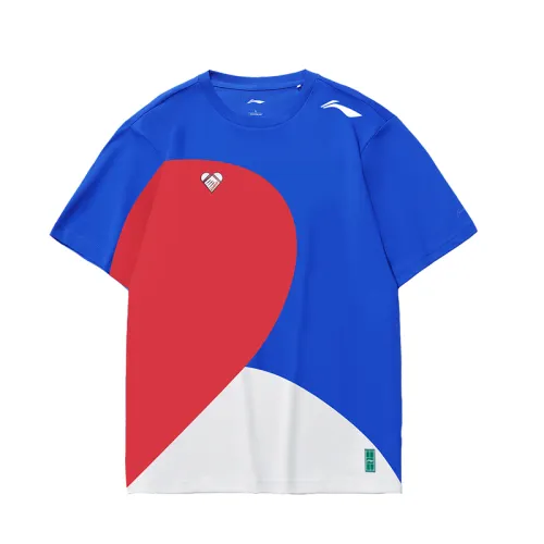 Li Ning T Shirts Unisex Blue[Heart Style] Crew Neck Thin