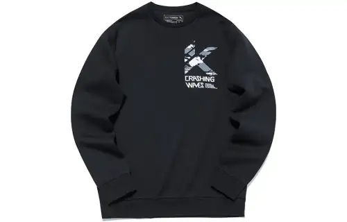 ANTA Sweatshirts Men's Black Crew Neck Moderate Regular