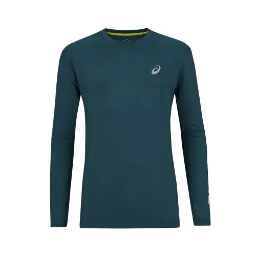 ASICS T Shirts Men's Green Crew Neck Moderate Straight Fit