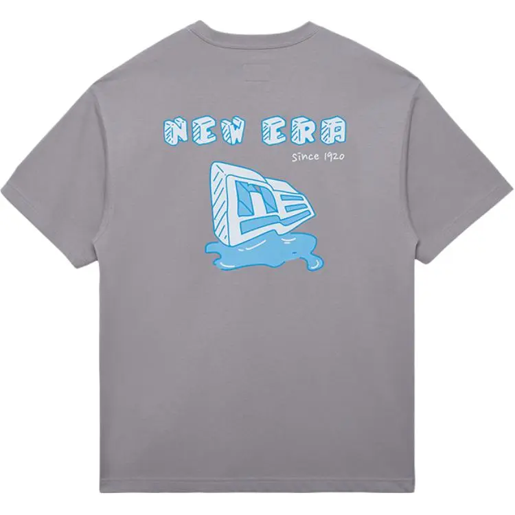 New Era T-Shirts Unisex Gray Crew Neck Moderate