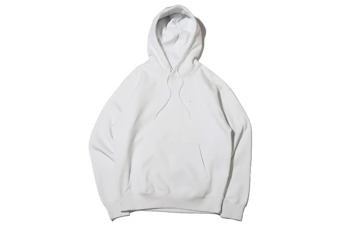 Nike Logo Embroidery Solid Color Casual Hooded Pullover Thickened And Fleece Lined Sweatshirt Winter Men's White