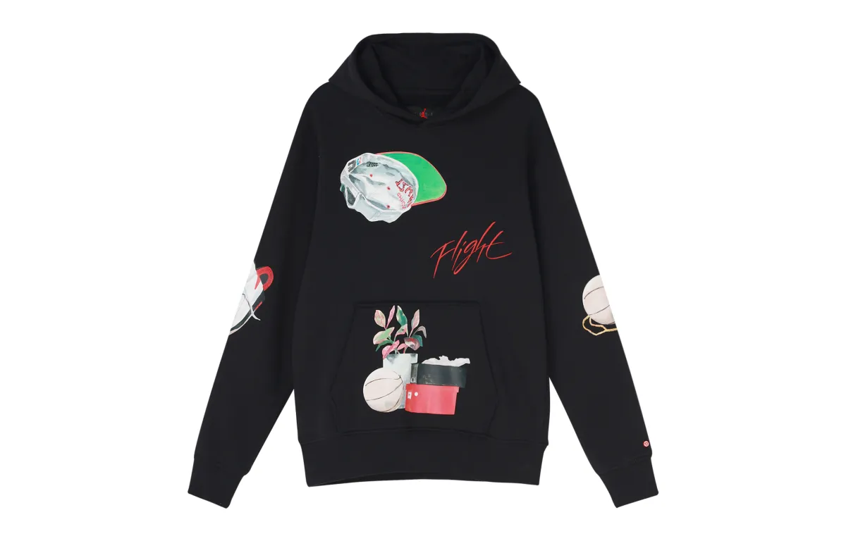 Jordan × Jacob Rochester Artist Collection Sweatshirts Men's Black Hooded Moderate Regular
