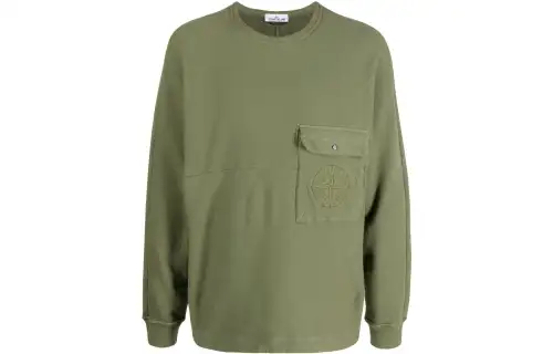 STONE ISLAND Sweatshirts Men's Army Green Crew Neck Moderate