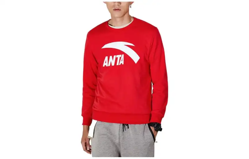 ANTA Sweatshirts Men's Red Crew Neck Moderate Regular