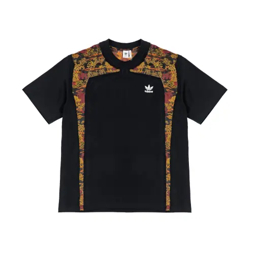 Adidas Originals Red Brown Dragon Pattern, New Chinese Style, Trendy Short Sleeved T Shirts Unisex Black