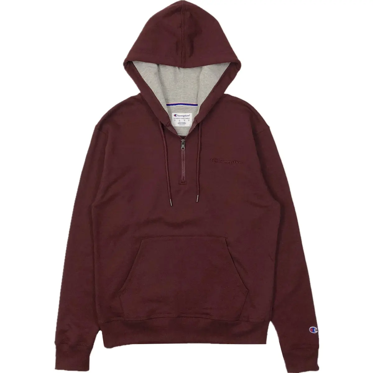 Champion Left Chest Grass Logo Print Pullover Fleece Lined Sweatshirt US Version Unisex Burgundy