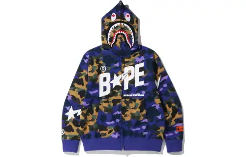 Bape X Heron Preston Mix 1st Camo Shark Relaxed Fit Full Zip Hoodie