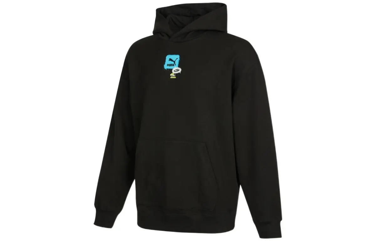 PUMA Sweatshirts Men's Black Hooded Moderate Regular