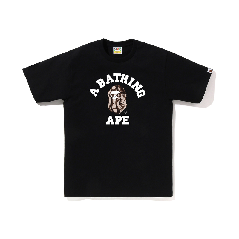 Мужская футболка A BATHING APE с принтом (черная)
