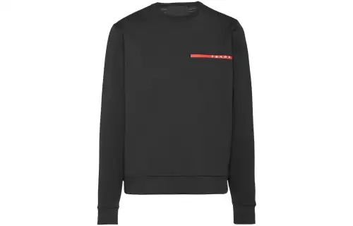 PRADA Sweatshirts Men's Black Crew Neck Moderate