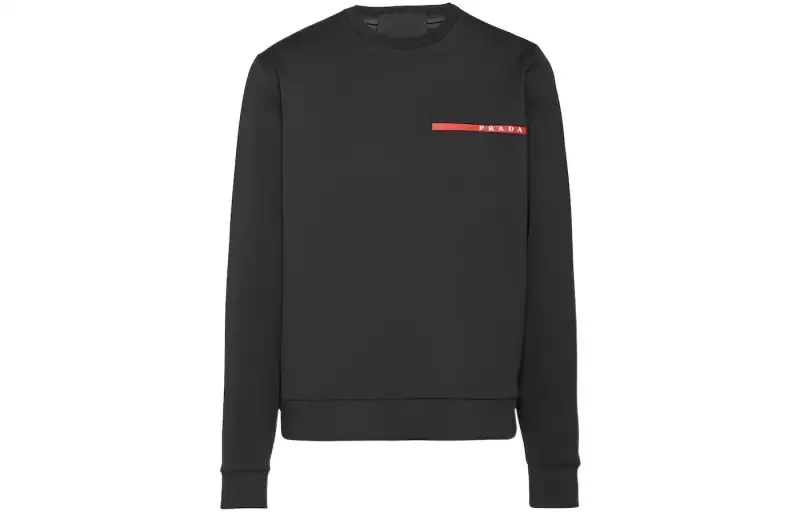 PRADA Sweatshirts Men's Black Crew Neck Moderate