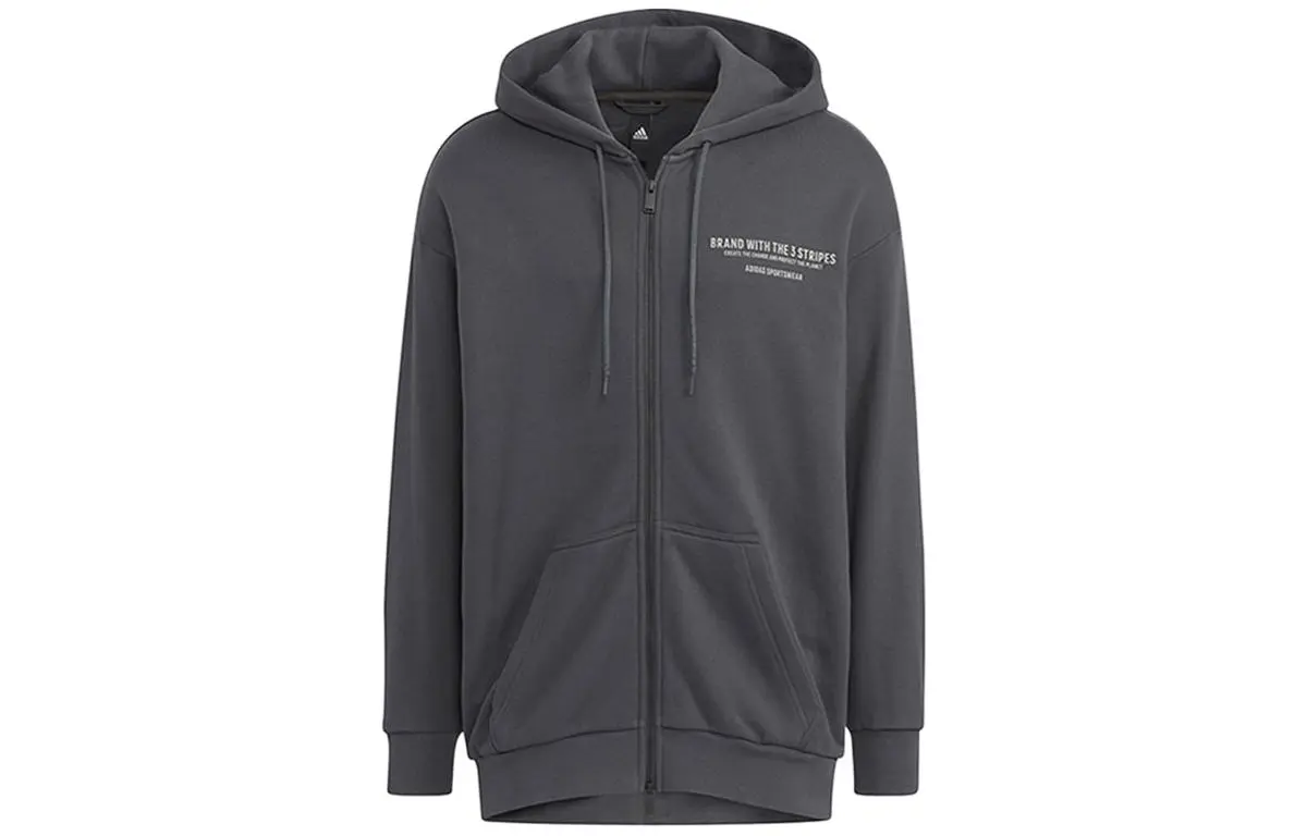 Adidas Sweatshirts Men's Gray Hooded Moderate Cardigan