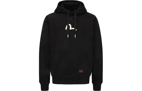 EVISU Sweatshirts Men's Black Hooded Moderate Heavyweight