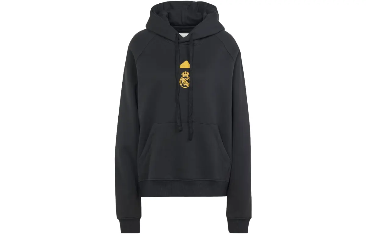 Adidas Real Madrid Sweatshirts Men's Black Hooded Moderate Regular