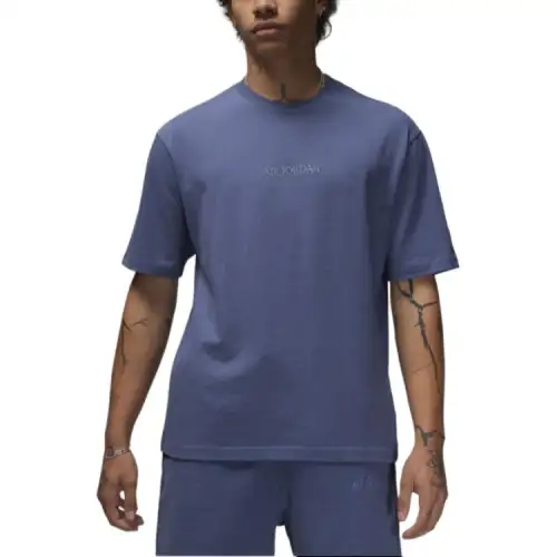 Jordan Air T Shirts Men's Blue Crew Neck Moderate Straight Fit