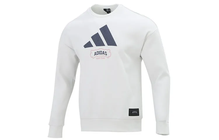 Adidas Sweatshirts Men's White Crew Neck Moderate Regular