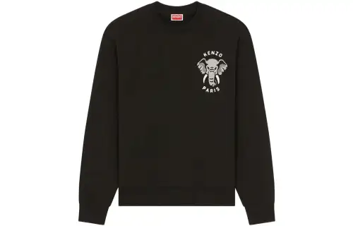 KENZO Sweatshirts Men's Black Crew Neck Moderate Regular