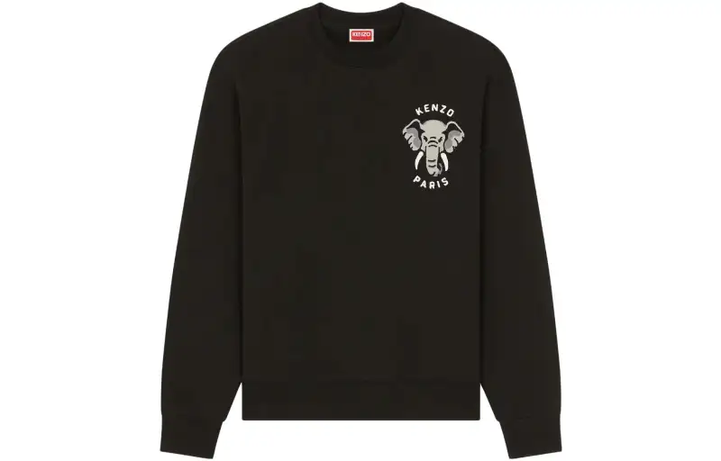 KENZO Sweatshirts Men's Black Crew Neck Moderate Regular