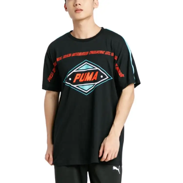 PUMA XTG T Shirts Men's Black Crew Neck Moderate Straight Fit