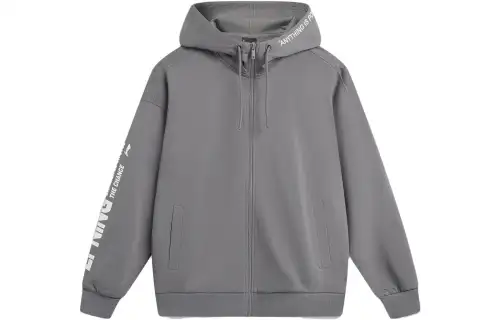 Li Ning Sports Fashion Collection Letter Print Cardigan Long Sleeved Fleece Lined Hooded Sports Sweatshirt Unisex