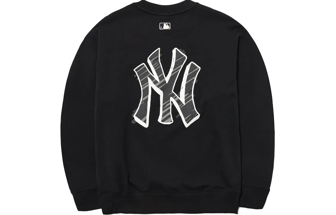 MLB Basic Logo Sweatshirts Unisex Black Crew Neck Moderate