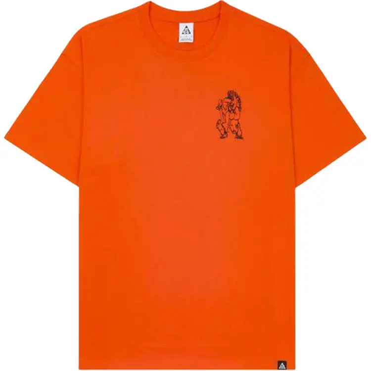 Nike T-Shirts Men's Orange Crew Neck Moderate Straight Fit