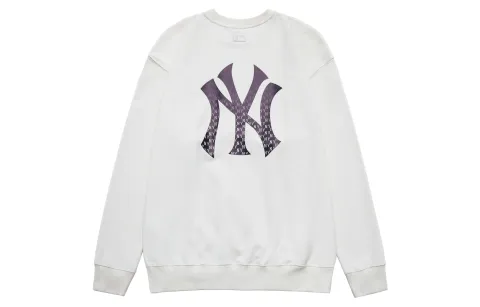 MLB New York Yankees Sweatshirts Unisex Ecru Crew Neck Moderate