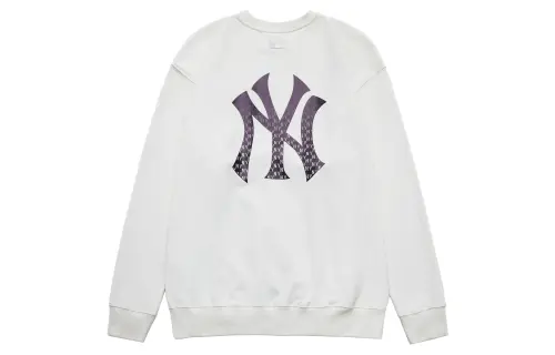 MLB New York Yankees Sweatshirts Unisex Ecru Crew Neck Moderate Regular