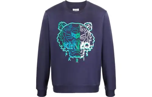 KENZO Sweatshirts Men's Blue Crew Neck Moderate Regular