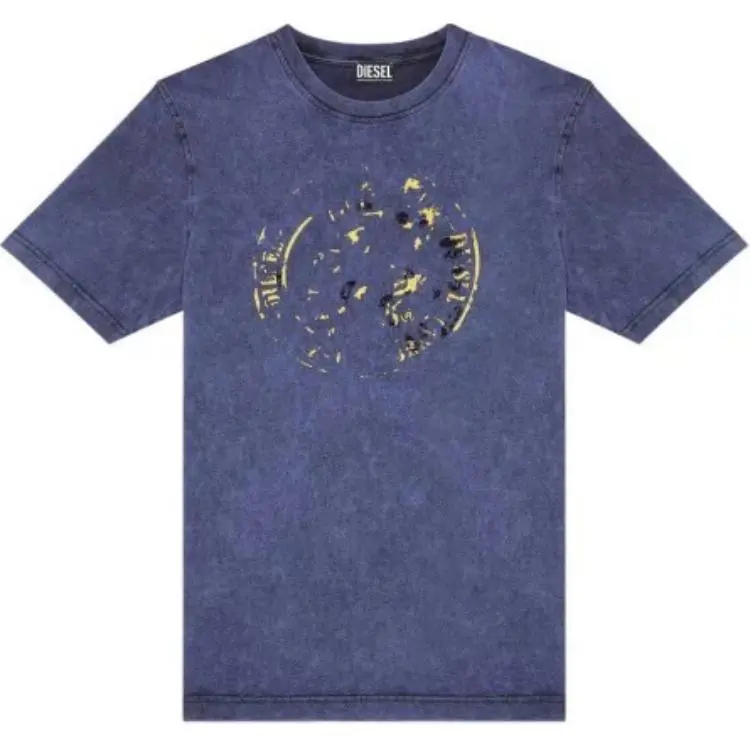 DIESEL T-Shirts Men's Blue Crew Neck Moderate