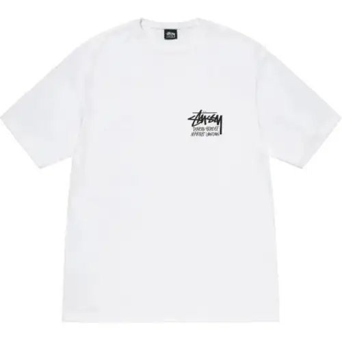 Stussy T Shirts Men's White Crew Neck Moderate Straight Fit