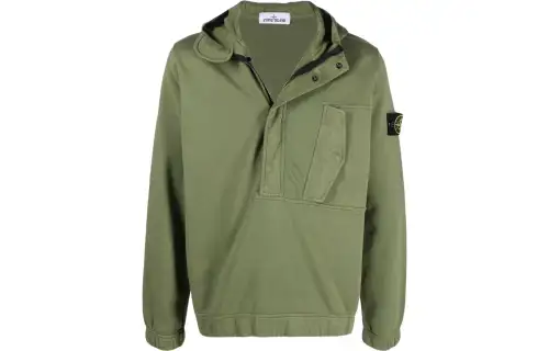 STONE ISLAND Sweatshirts Men's Army Green Hooded Moderate Regular