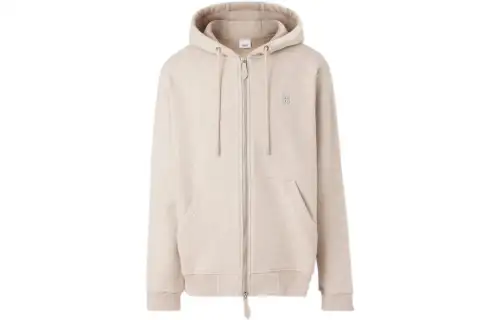 Burberry Monogram Motif Cotton Zip Up Cashmere Hoodie