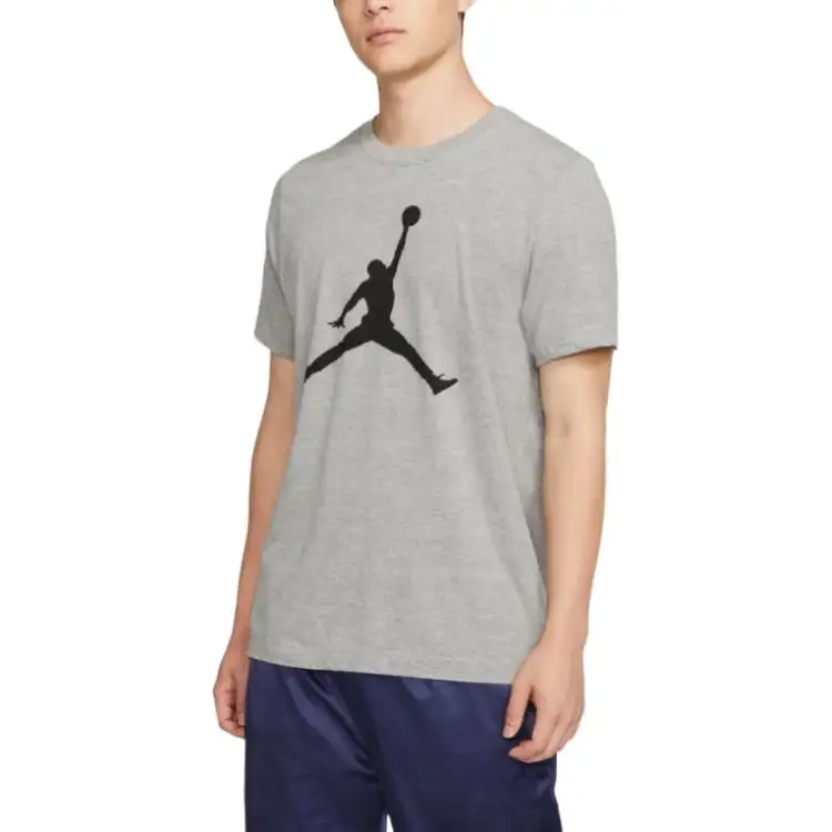 Jordan T Shirts Unisex Gray Crew Neck Moderate Straight Fit