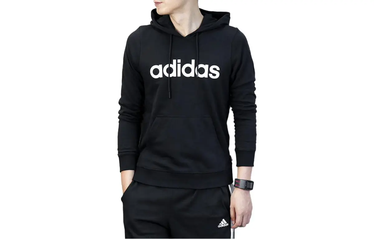 Adidas Sweatshirts Men's Black Hooded Moderate Straight Fit
