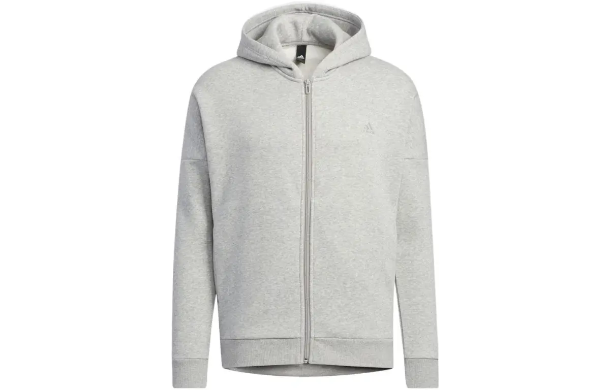 Adidas Sweatshirts Unisex Gray Hooded Moderate Cardigan